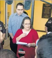  ?? Ty Wright
Getty Images ?? ROWAN COUNTY, KY., clerk Kim Davis, who refused to issue marriage licenses to same-sex couples, said Democrats failed to support her.