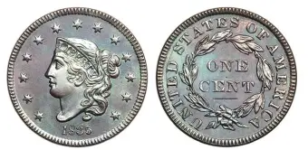 ?? (Image courtesy Goldberg) ?? The last Matron Head cent was struck in 1835.