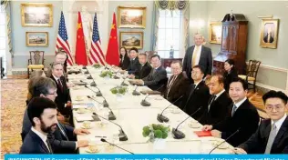  ?? ?? WASHINGTON: US Secretary of State Antony Blinken meets with Chinese Internatio­nal Liaison Department Minister Liu Jianchao (5th right) at the State Department in Washington, DC, on January 12, 2024. — AFP