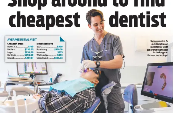  ?? ?? Sydney dentist Dr Jack Hodgkinson says regular visits can work out cheaper in the long run. Picture: Justin Lloyd.