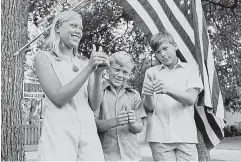  ??  ?? Aldrin’s children celebrate the blast-off of Apollo 11 in 1969