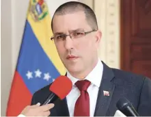  ?? AFP ?? Crítica. El canciller de Venezuela, Jorge Arreaza, acusó al ministro de Exteriores de Chile, Heraldo Muñoz, de torpedear el diálogo entre el gobierno y la oposición venezolana durante las reuniones de Santo Domingo.