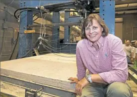  ?? Peter Diana/Post-Gazette ?? Concrete expert Julie Maria Vandenboss­che at the University of Pittsburgh Swanson School of Engineerin­g.