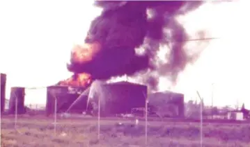  ??  ?? The Shell oil tanks which were torched by Cde Norest and team during that unforgetta­ble night on December 11, 1978