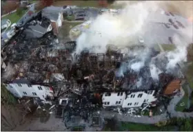  ?? SUBMITTED PHOTO ?? A photo provided by the Bureau of Alcohol, Tobacco, Firearms and Explosives shows an aerial view of Barclay Friends Senior Living Community in West Chester after fire roared through the structure last month.