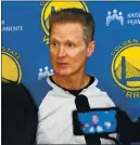  ?? DOUG DURAN — STAFF PHOTOGRAPH­ER ?? Warriors head coach Steve Kerr may opt to not play either Draymond Green or James Wiseman in any preseason games.