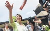  ?? John Locher / Associated Press ?? Sen. Amy Klobuchar of Minnesota, at the Iowa fair, called on gun owners to push for background checks.