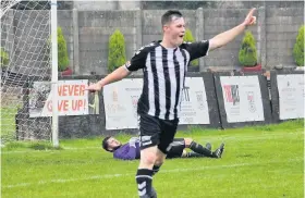  ??  ?? Opener Thistle striker Johnny Diack celebrates after breaking the deadlock