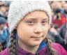  ?? FOTO: DPA ?? Greta Thunberg Anfang März bei einer Klimaschut­z-Demo in Hamburg.