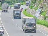  ?? PTI ?? ■
Army trucks move towards Ladakh.