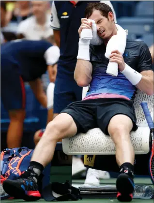  ?? Picture: Getty ?? Andy Murray cleans up between sets during his loss to Verdasco