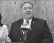  ?? MICHAEL BROCHSTEIN/SIPA USA ?? U.S. Secretary of State Mike Pompeo at a news conference at the United Nations in New York on July 20.