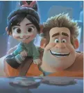  ?? DISNEY ?? Vanellope (Sarah Silverman, left) and Ralph (John C. Reilly) have their close friendship tested.