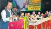  ?? HT PHOTO ?? ▪ Jayant Chaudhary addressing an event in Agra on Monday.