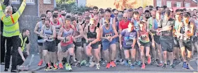  ??  ?? The start of the Mattioli Woods Rothley 10k road race on Tuesday night. Pictures by Chris Mount and Stephen Baum