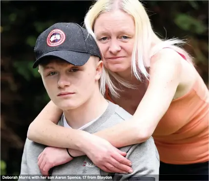  ??  ?? Deborah Morris with her son Aaron Spence, 17 from Blaydon