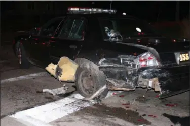  ?? PHOTO COURTESY OF LORAIN POLICE DEPARTMENT ?? A hit-skip crash involving a Lorain police cruiser, April 2 , landed Scott Harris, 45, of Lorain, behind bars.