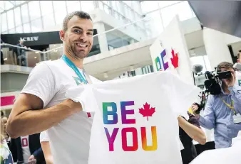  ?? CHRISTOPHE­R KATSAROV/THE CANADIAN PRESS ?? Skater Eric Radford, who grew up in Balmertown, is the first openly gay athlete to win a Winter Olympic gold medal. He will be among 165 Olympic athletes marching in Toronto’s Pride parade this weekend.