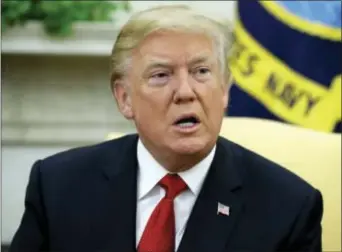  ?? EVAN VUCCI — THE ASSOCIATED PRESS FILE ?? In this Monday file photo, President Donald Trump speaks during a meeting in the Oval Office of the White House in Washington. Trump is unleashing new criticism of the probes into possible ties between his campaign associates and Russia. Trump, in a...