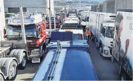  ??  ?? The lineup . . . More than 200 trucks line the road before setting off on the Special Rigs for Special Kids convoy.