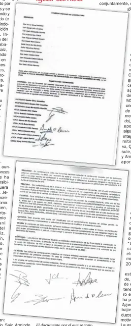  ??  ?? El documento por el que se constituyó la ‘Junta Paralela’ a la de
David Aganzo.