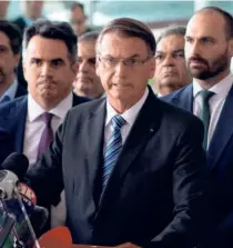  ?? ?? JAIR BOLSONARO, the outgoing President, speaks to the media on November 1. He did not acknowledg­e defeat and asked supporters to continue peaceful protests.