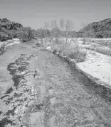  ?? ?? The Frio River on Feb. 15. According to the USGS’ water data website, the river goes dry before reaching FM 2690.