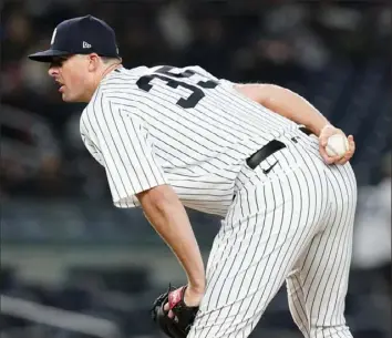  ?? Frank Franklin II/Associated Press ?? Clay Holmes: Successful (and clean shaven) in Yankees pinstripes.