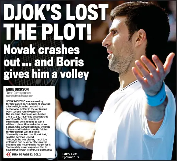  ?? AP ?? Early Exit: Djokovic