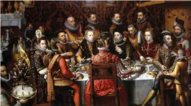  ?? Photograph: Album/Alamy ?? The Banquet of the Monarchs, c1579, by Alonzo Sanchez Coello: ‘high food culture’ in the middle ages.