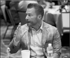  ?? Associated Press ?? Rams head coach Sean McVay speaks during the NFC head coaches availabili­ty at the NFL football meetings, March 28, in Phoenix. The Rams are looking to restock in the draft.