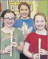  ?? SUBMITTED PHOTO ?? Three of the members of the Southern Kings Consolidat­ed School Recorder Group include, back, Drew MacNeill, and front, left, Skye MacNeill and Maria Reynolds. The group will take part in the upcoming Kings County Music Festival.