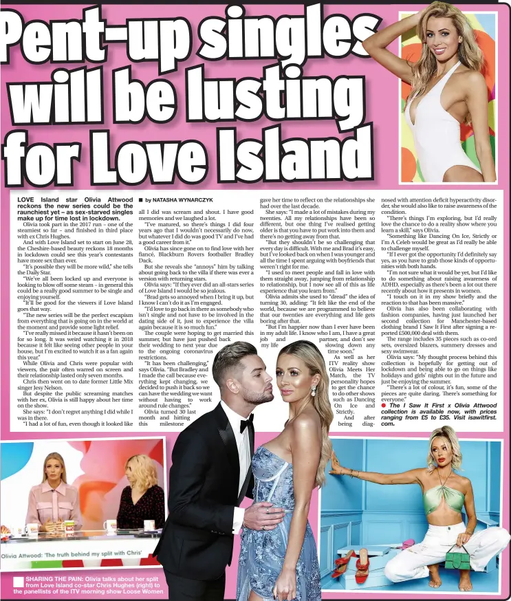  ??  ?? SHARING THE PAIN: Olivia talks about her split from Love Island co-star Chris Hughes (right) to the panellists of the ITV morning show Loose Women