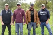  ?? ?? U.S. Sen Bob Casey tours the Rodale Institute in Maxatawny Township Tuesday to learn more about the Veteran Farmer Training Program. Left to right: Justin Barclay, organizer of the Veteran Farmer Training Program, with veteran trainees Adam Strickler, Ramon Madrid and Andrew Joyce.