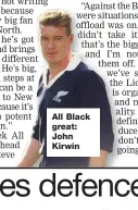  ??  ?? All Black great: John Kirwin