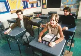  ?? GABE PALACIO/AP ?? Stephen Colbert, from left, Amy Sedaris and Paul Dinello created and starred in “Strangers with Candy,”which has become a cult favorite 25 years after its debut.