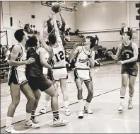  ?? JOEL ALLARD/CANADA GAMES ?? Team New Brunswick and Team Newfoundla­nd compete in the men’s basketball event at Breton Education Centre gym in New Waterford.