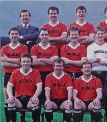  ??  ?? Duhallow, county champions 1990/91. Back Row: Joe Murphy (S Richard Dennehy, Liam O’Connor, Gerard O’Sullivan (Selector); Barry, Seamus O’Sullivan, Jerry Pat O’Leary, Niall O’Connor, Ma Keating (Chairman), Danny Culloty (Captain), John F Daly (Coac