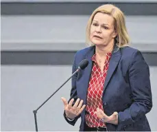  ?? FOTO: JOHN MACDOUGALL/AFP ?? Bundesinne­nministeri­n Nancy Faeser (SPD) bei einer Befragung der Regierung im Bundestag.