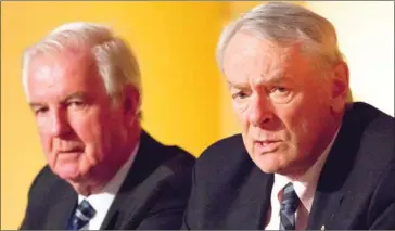  ?? AFP ?? Former WADA president Dick Pound (right) and current incumbent Craig Reedie attend a Tackling Doping in Sport 2016 conference in London on March 9.