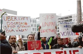  ?? Lea Suzuki/The Chronicle 2022 ?? California Gig Workers Union members rally on Oct. 12, 2022, in San Francisco.