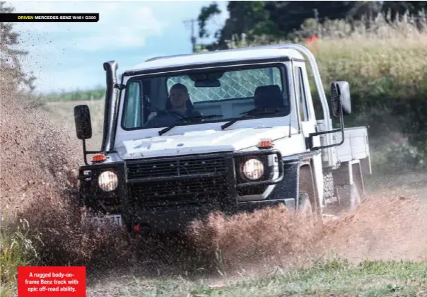  ??  ?? A rugged body-onframe Benz truck with epic off-road ability.