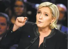  ?? Lionel Bonaventur­e / Abaca Press ?? Marine Le Pen’s lead in presidenti­al polls has shrunk. The first round of voting is set for April 23. If no candidate wins a majority, a runoff will be held between the top two on May 7.