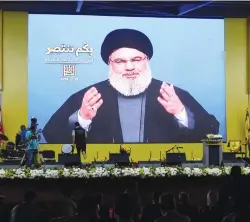  ?? (Aziz Taher/Reuters) ?? HEZBOLLAH LEADER Hassan Nasrallah: Any war on Iran will ignite the region and destroy countries and people.