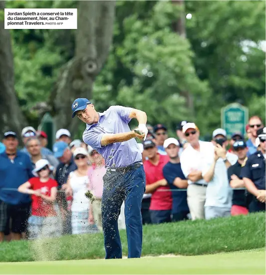  ?? PHOTO AFP ?? Jordan Spieth a conservé la tête du classement, hier, au Championna­t Travelers.