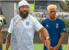  ?? TVNZ ?? Sevens great DJ Forbes helps coach the Warriors under-18s as the pick up how to play rugby sevens.