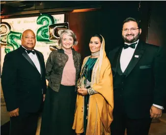  ?? Photo/Supplied ?? Princess Sora bint Saud Al-Saud receives an honorary shield for her work for Mentor Internatio­nal from Karin Olofsdotte­r and LaMont Wells, in the presence of her husband Prince Abdul Aziz bin Talal bin Abdul Aziz.