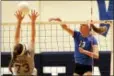  ?? KIRK NEIDERMYER - FOR DFM ?? Exeter’s Drew Kofke hits the ball past Brandywine’s Natalie Maston during the BCIAA championsh­ip at Wyomissing High School on Tuesday, October 24.