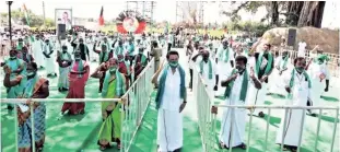  ?? (file photo) ?? Stalin participat­ing in a protest against three farm laws when he was the Leader of Opposition in the Assembly