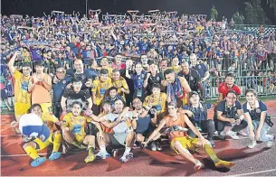  ??  ?? Port players celebrate after beating True Bangkok United on penalties in the semi-finals last month.